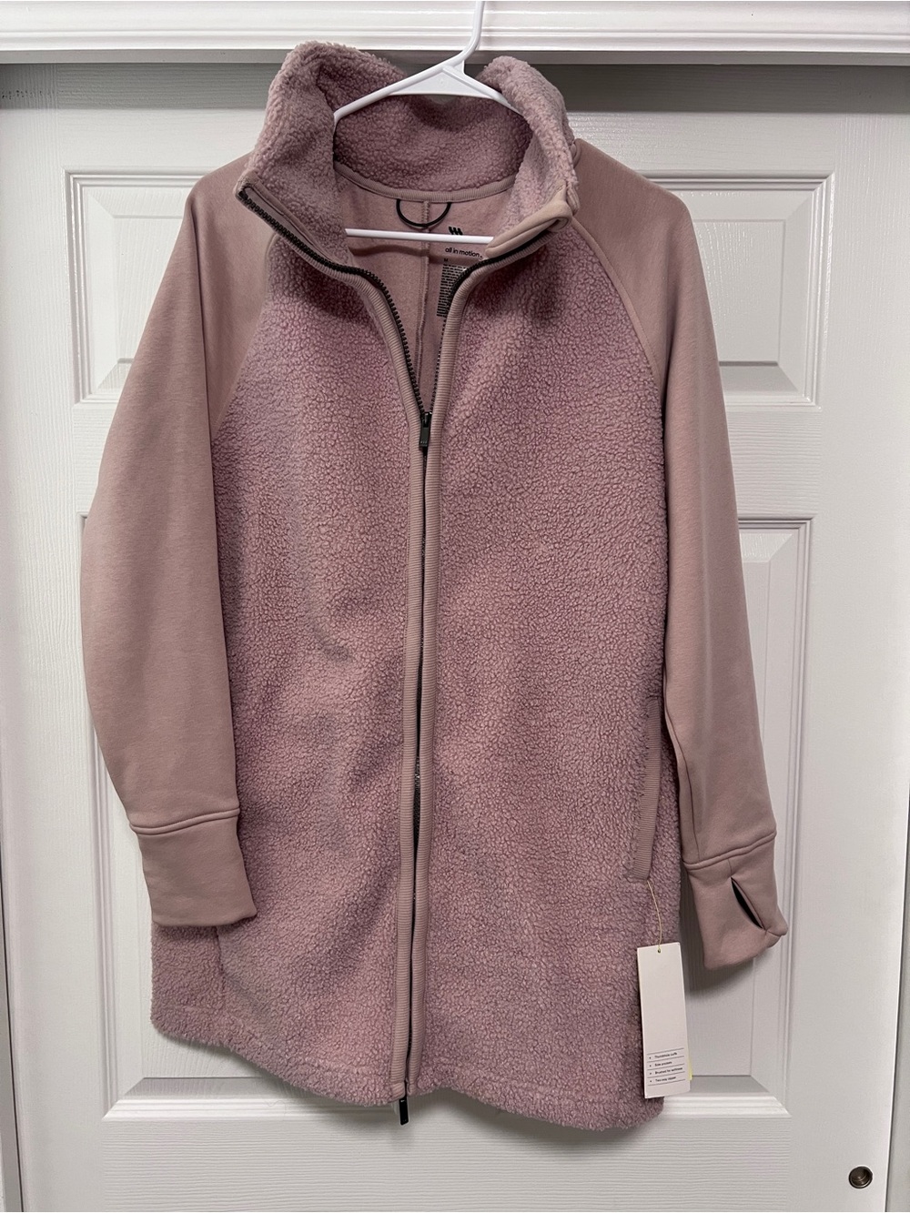 all in motion Plush Zip-Up Teddy Jacket in Dusty Mauve